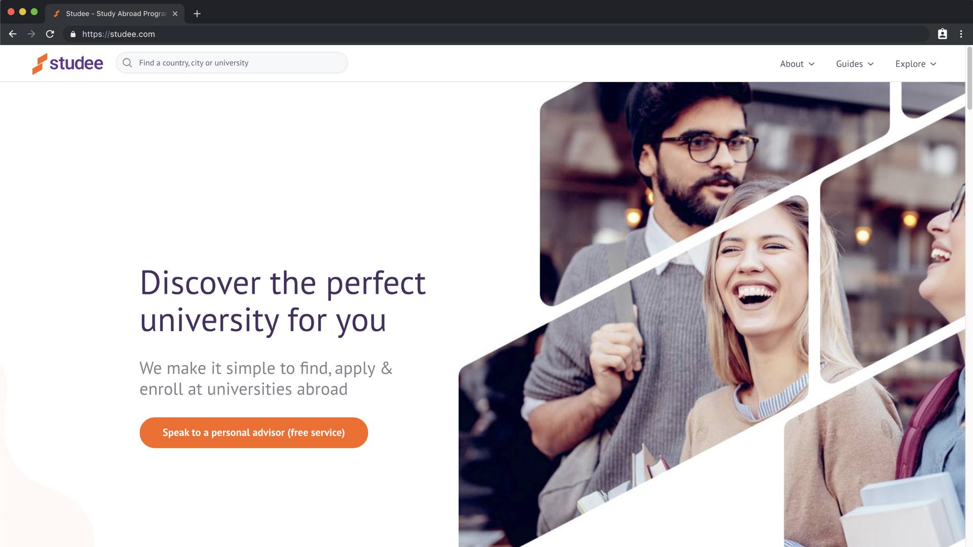 A screenshot of Studee.com homepage